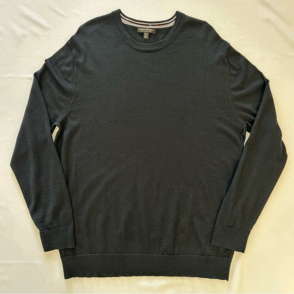 Banana Republic 100% Merino Wool Crewneck Sweater Black XXL